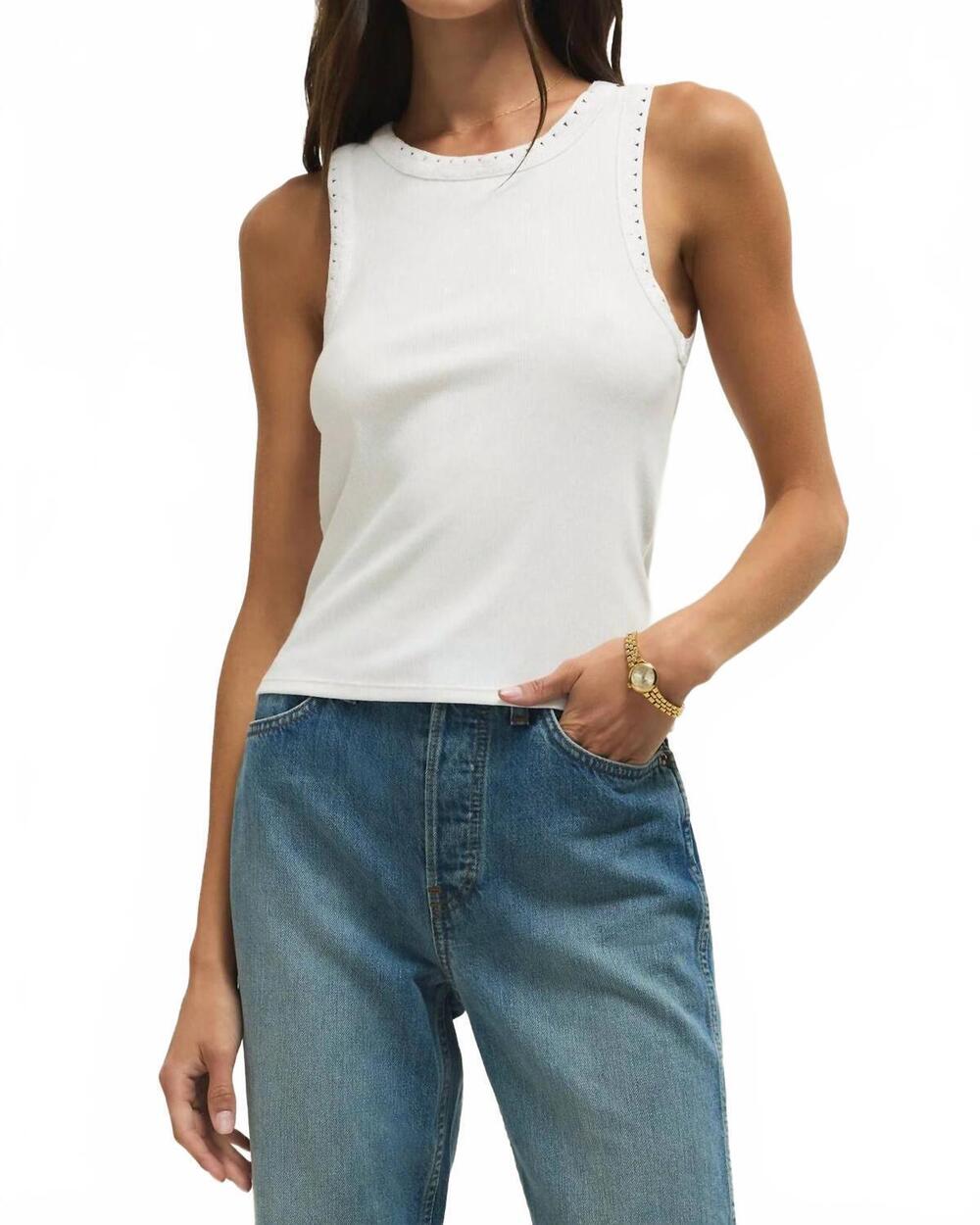 NEW Z SUPPLY clarke rib tank top in white